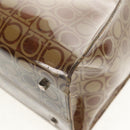 Salvatore Ferragamo Gancini Tote Bag Vinyl Brown Silver Auth bs29993-15