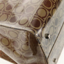 Salvatore Ferragamo Gancini Tote Bag Vinyl Brown Silver Auth bs29993-16