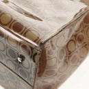 Salvatore Ferragamo Gancini Tote Bag Vinyl Brown Silver Auth bs29993-17