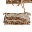 Salvatore Ferragamo Gancini Tote Bag Vinyl Brown Silver Auth bs29993-20