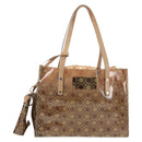 Salvatore Ferragamo Gancini Tote Bag Vinyl Brown Silver Auth bs29993-2