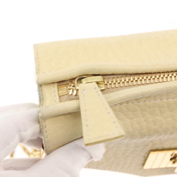 Chloe Sally Shoulder Bag Leather Beige Gold Auth bs29994