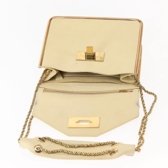Chloe Sally Shoulder Bag Leather Beige Gold Auth bs29994