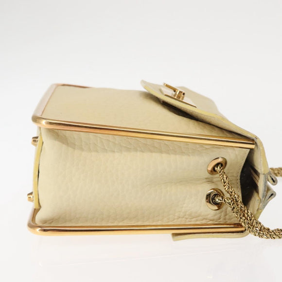Chloe Sally Shoulder Bag Leather Beige Gold Auth bs29994