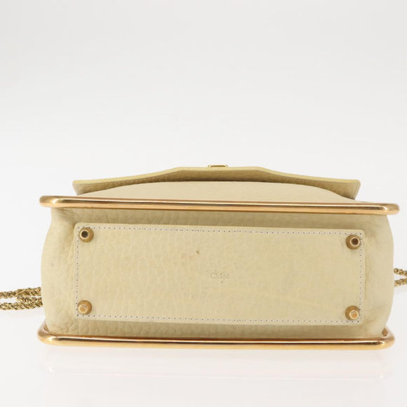 Chloe Sally Shoulder Bag Leather Beige Gold Auth bs29994