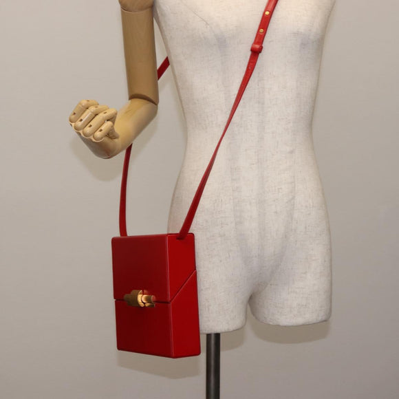 BOTTEGA VENETA Daisy Shoulder Bag Leather Red Gold Auth bs29995