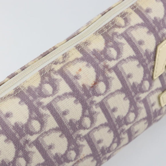 Christian Dior Trotter Canvas Pouch PVC Purple Silver Auth bs29999