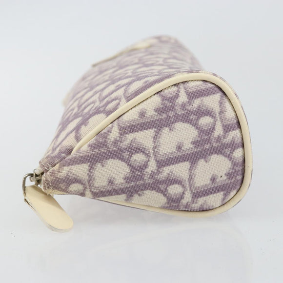 Christian Dior Trotter Canvas Pouch PVC Purple Silver Auth bs29999