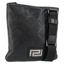 Gianni Versace Gureka Shoulder Bag Leather Black Silver Auth bs30000-1