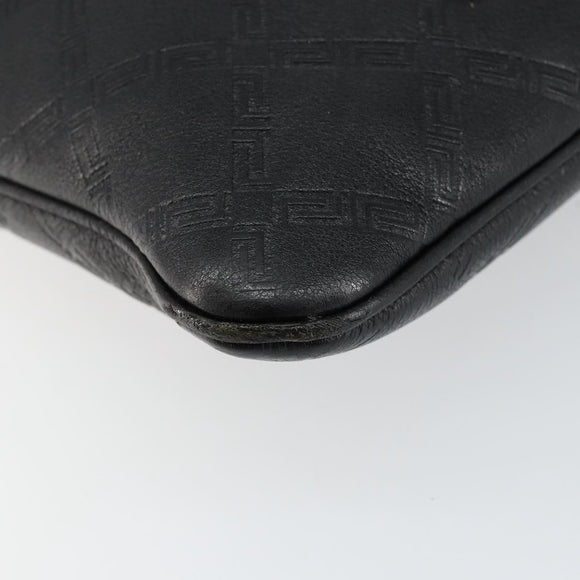 Gianni Versace Gureka Shoulder Bag Leather Black Silver Auth bs30000