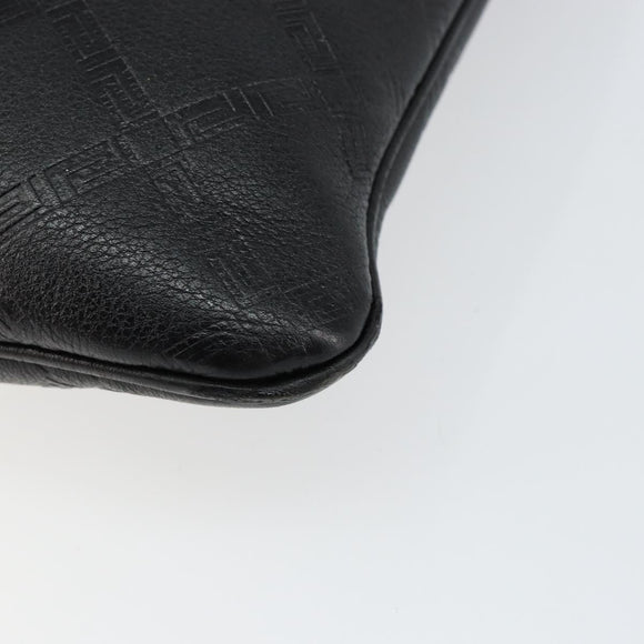 Gianni Versace Gureka Shoulder Bag Leather Black Silver Auth bs30000