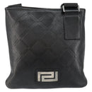 Gianni Versace Gureka Shoulder Bag Leather Black Silver Auth bs30000-13