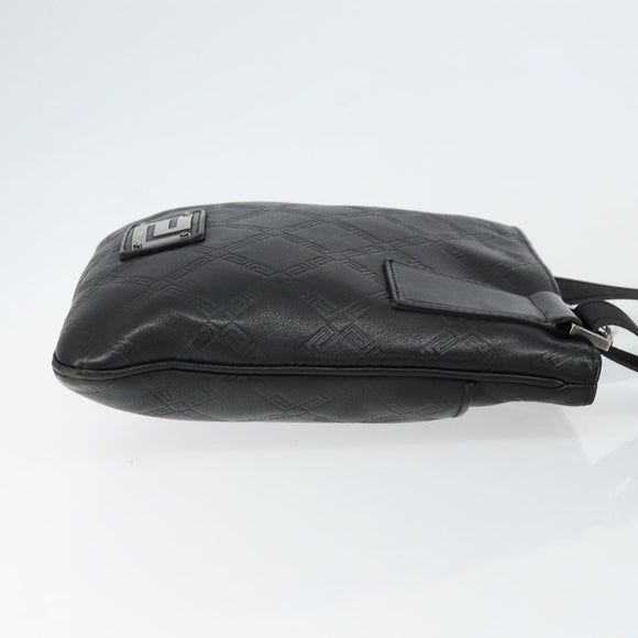 Gianni Versace Gureka Shoulder Bag Leather Black Silver Auth bs30000