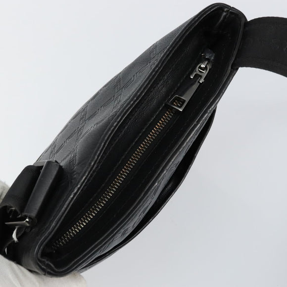 Gianni Versace Gureka Shoulder Bag Leather Black Silver Auth bs30000