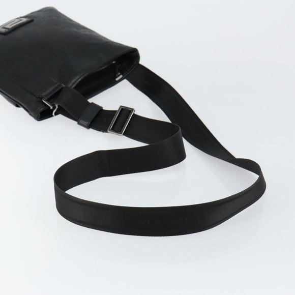 Gianni Versace Gureka Shoulder Bag Leather Black Silver Auth bs30000