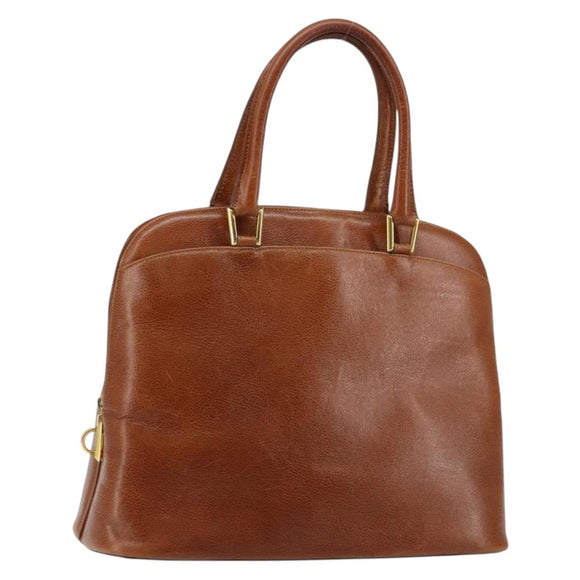 Salvatore Ferragamo Hand Bag Leather Brown Gold Auth bs30002