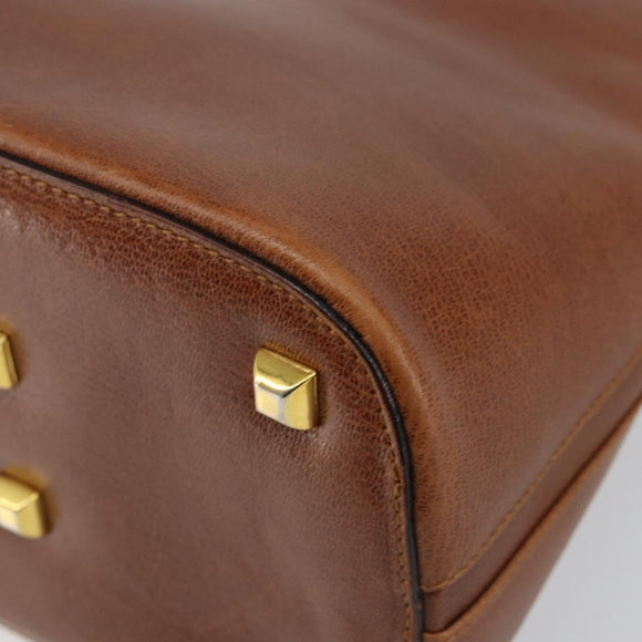 Salvatore Ferragamo Hand Bag Leather Brown Gold Auth bs30002