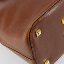 Salvatore Ferragamo Hand Bag Leather Brown Gold Auth bs30002-13