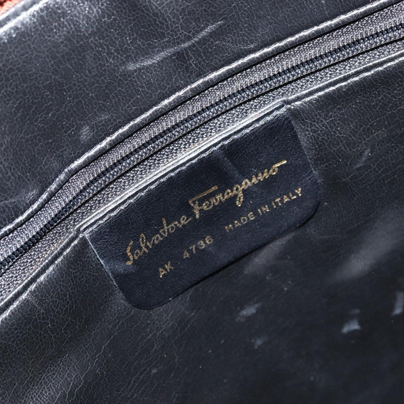 Salvatore Ferragamo Hand Bag Leather Brown Gold Auth bs30002