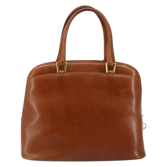 Salvatore Ferragamo Hand Bag Leather Brown Gold Auth bs30002