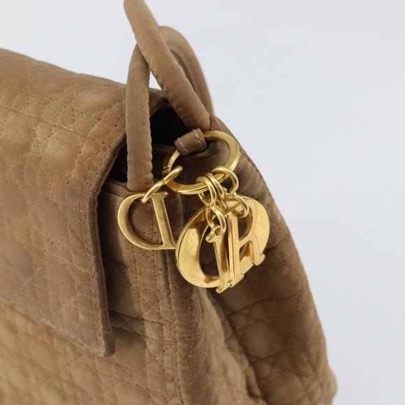 Christian Dior Canage Shoulder Bag Nylon Beige Gold Auth bs30004