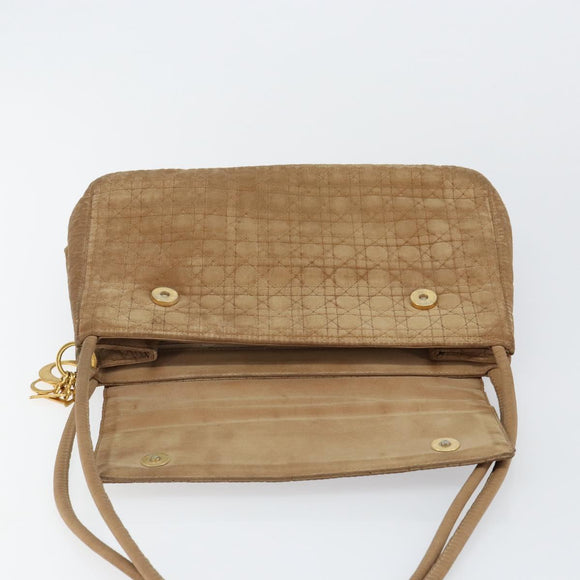 Christian Dior Canage Shoulder Bag Nylon Beige Gold Auth bs30004