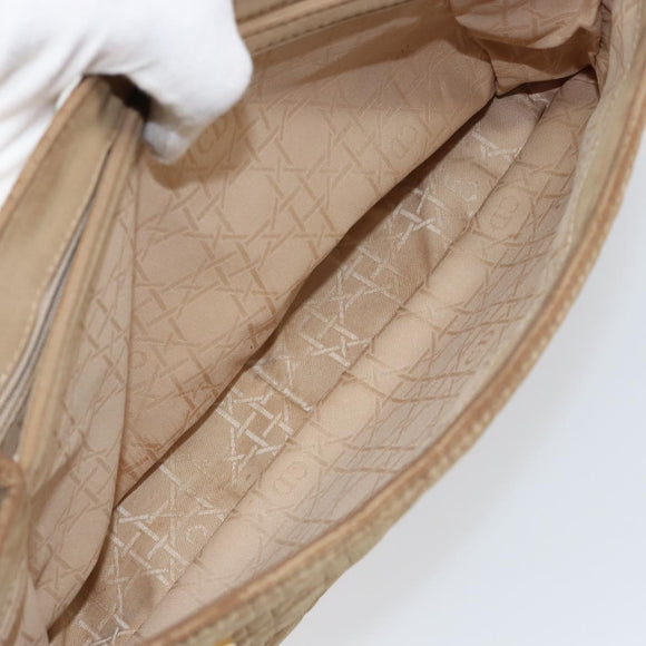 Christian Dior Canage Shoulder Bag Nylon Beige Gold Auth bs30004