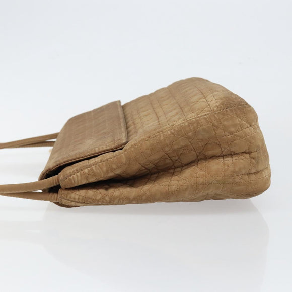 Christian Dior Canage Shoulder Bag Nylon Beige Gold Auth bs30004