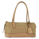 PRADA Shoulder Bag Nylon Leather Khaki Silver Auth bs30008-1