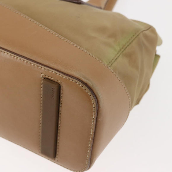 PRADA Shoulder Bag Nylon Leather Khaki Silver Auth bs30008