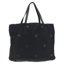 PRADA Flower Embroidery Tote Bag Nylon Black Silver Auth bs30015-1
