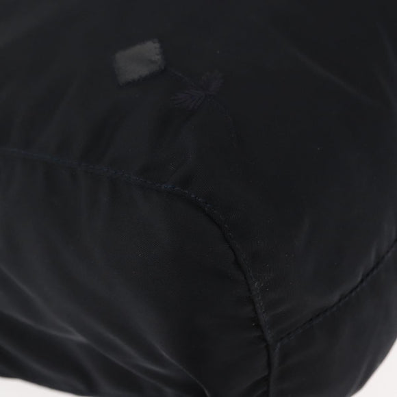 PRADA Flower Embroidery Tote Bag Nylon Black Silver Auth bs30015