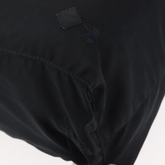 PRADA Flower Embroidery Tote Bag Nylon Black Silver Auth bs30015