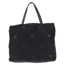 PRADA Flower Embroidery Tote Bag Nylon Black Silver Auth bs30015-2