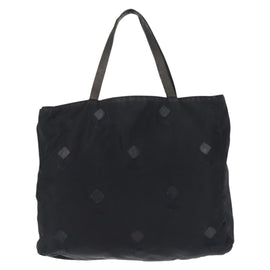 PRADA Flower Embroidery Tote Bag Nylon Black Silver Auth bs30015 - 0