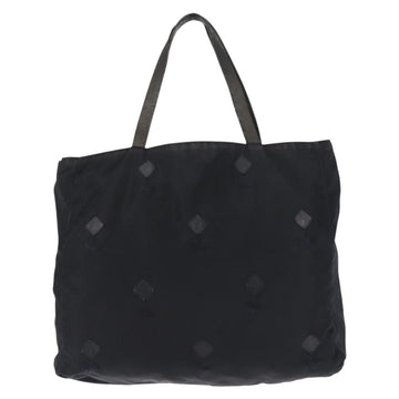 PRADA Flower Embroidery Tote Bag Nylon Black Silver Auth bs30015 - 0