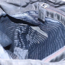 PRADA Flower Embroidery Tote Bag Nylon Black Silver Auth bs30015-20