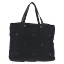 PRADA Flower Embroidery Tote Bag Nylon Black Silver Auth bs30015-3