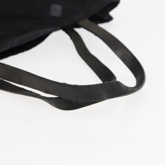 PRADA Flower Embroidery Tote Bag Nylon Black Silver Auth bs30015