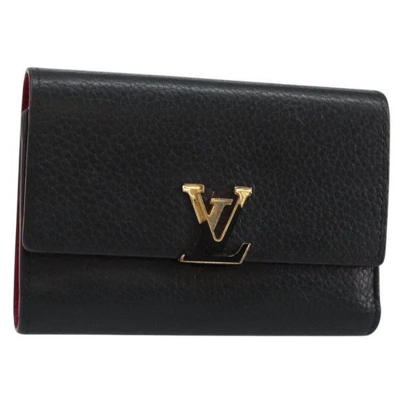 LOUIS VUITTON Portefeuille Capucines Wallet Leather Black M62157 LV Auth bs30017