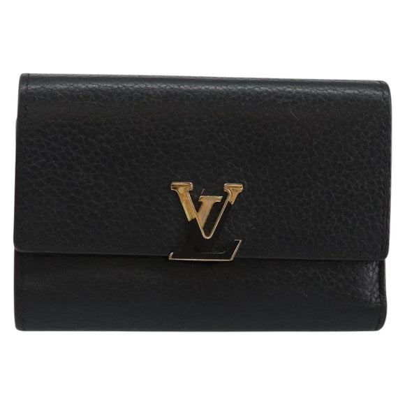 LOUIS VUITTON Portefeuille Capucines Wallet Leather Black M62157 LV Auth bs30017