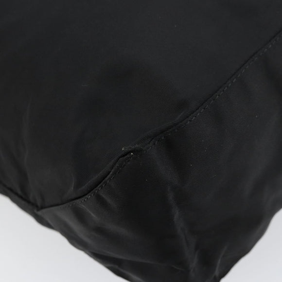 PRADA Tote Bag Nylon Black Silver Auth bs30018