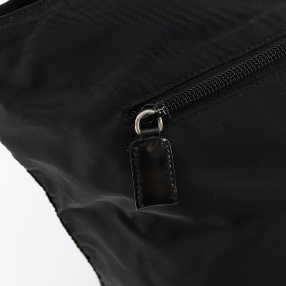 PRADA Tote Bag Nylon Black Silver Auth bs30018