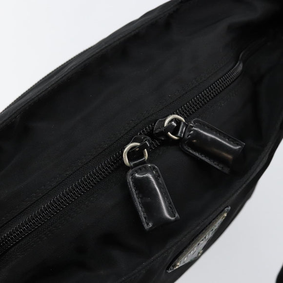PRADA Tote Bag Nylon Black Silver Auth bs30018