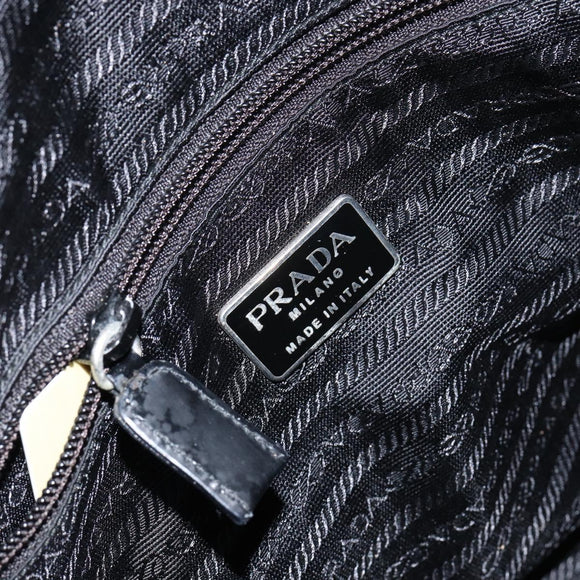 PRADA Tote Bag Nylon Black Silver Auth bs30018