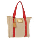 LOUIS VUITTON Antigua Cabas MM Tote Bag Beige Red M40035 LV Auth bs30019-1
