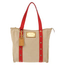 LOUIS VUITTON Antigua Cabas MM Tote Bag Beige Red M40035 LV Auth bs30019-2