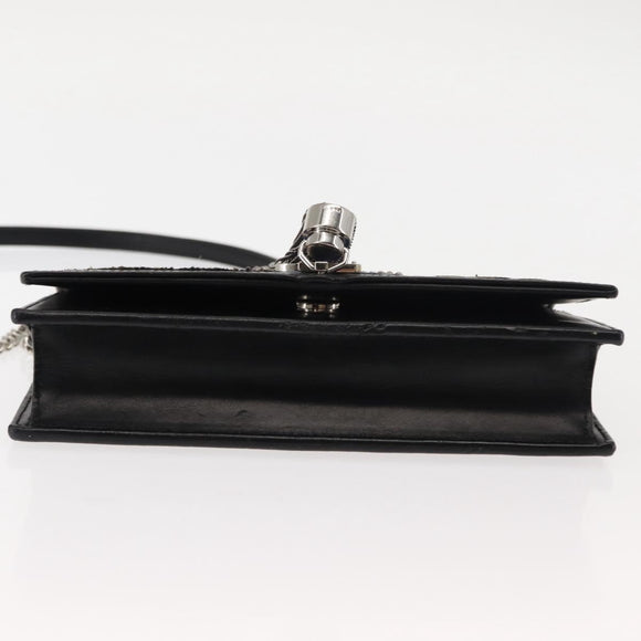 SAINT LAURENT Kate Tassel Chain Shoulder Bag Leather Black Silver Auth bs30026