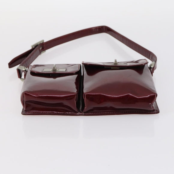 GUCCI Shoulder Bag Leather Enamel 5Set Brown Black Auth bs30027