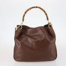 GUCCI Shoulder Bag Leather Enamel 5Set Brown Black Auth bs30027-3